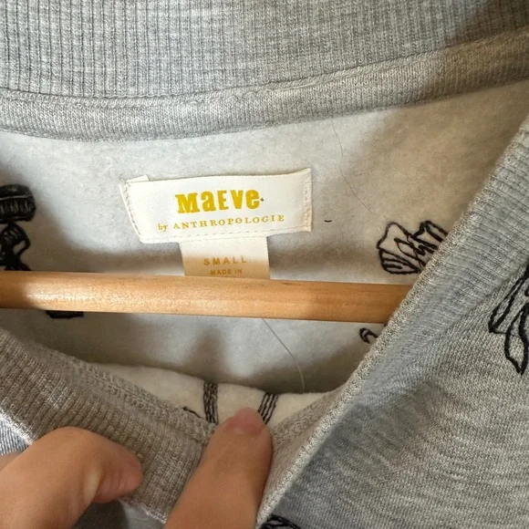 Anthropologie Maeve Gray Sweatshirt with Bow Design - Picture 2 of 2